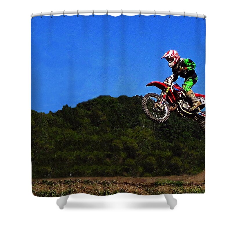 Dirt Bike Shower Curtain featuring the photograph Air Time by David Dehner