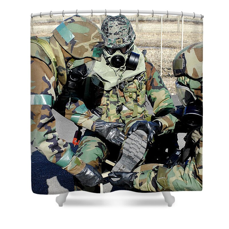 Adults Only Shower Curtain featuring the photograph Airmen Assist A Republic Of Korea Army by Stocktrek Images