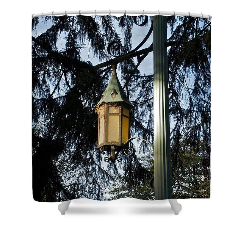 Sidewalk Lights Shower Curtain featuring the photograph Akers Night by Joseph Yarbrough