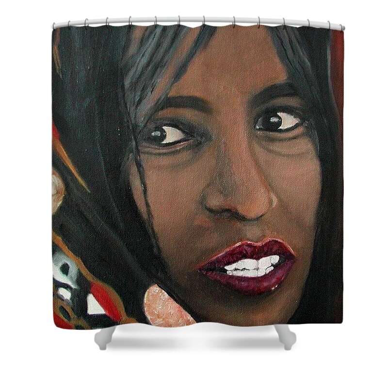 Africa Shower Curtain featuring the painting Alem E. W. by Anna Ruzsan