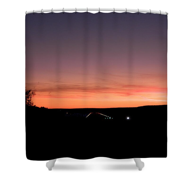 Landing Strip Shower Curtain featuring the photograph All Lit Up For A Landing by Kim Galluzzo