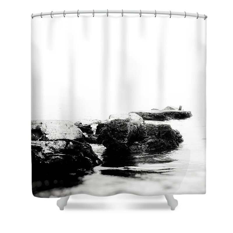 Black And White Shower Curtain featuring the photograph All That Remains by Jarrod Erbe