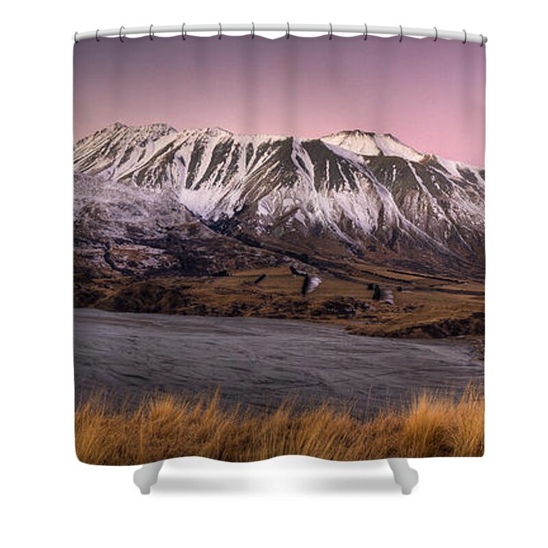 00486234 Shower Curtain featuring the photograph Alpenglow Over The Clyde River by Colin Monteath