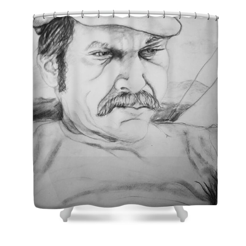 Portrait Shower Curtain featuring the drawing An Inward Sea by Rory Siegel