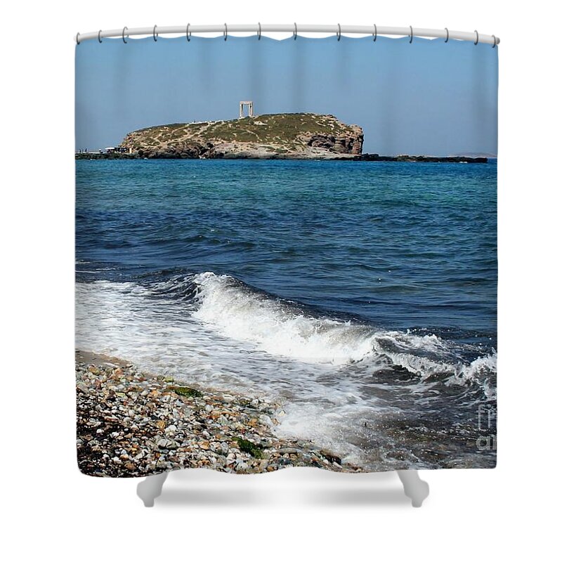 Beach Shower Curtain featuring the photograph Ancient Arch of Apollo in Greece by Sabrina L Ryan