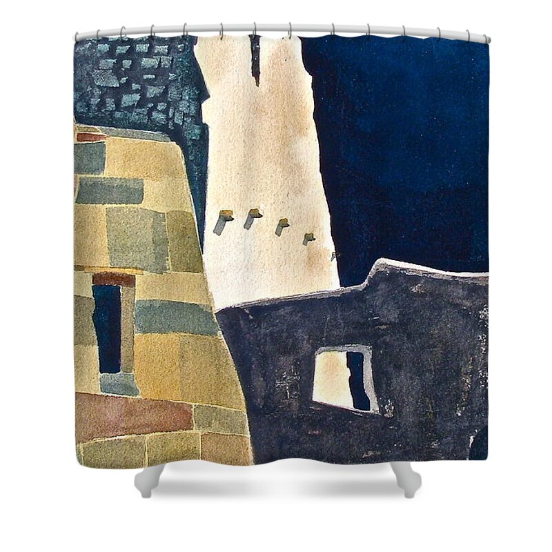 Mesa Shower Curtain featuring the painting Ancient Form by Frank SantAgata