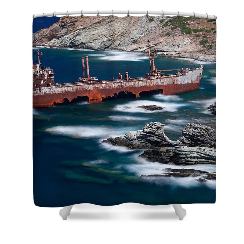 Aegean Shower Curtain featuring the photograph Andros - Greece by Constantinos Iliopoulos