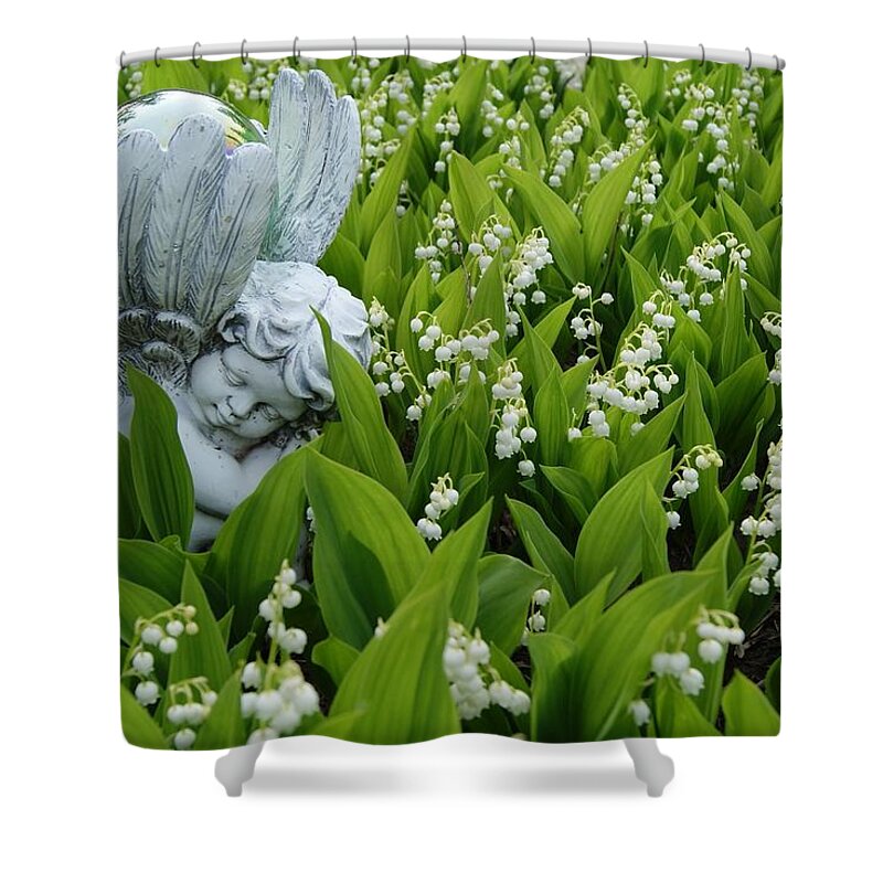 Angel Shower Curtain featuring the photograph Angel in the Lilies by Steven Clipperton