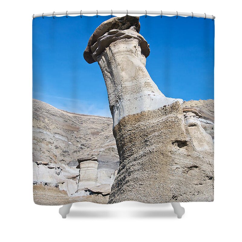 Hoodoos Shower Curtain featuring the photograph Angled Hoodoo Alberta by David Kleinsasser