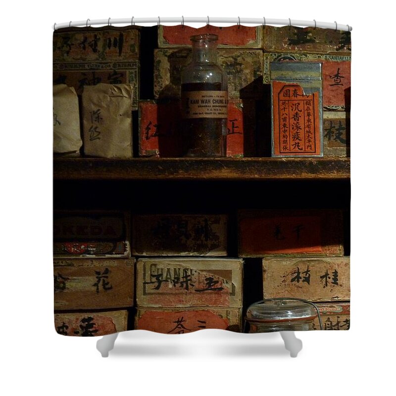 Still Life Shower Curtain featuring the photograph Apothecary by Newel Hunter