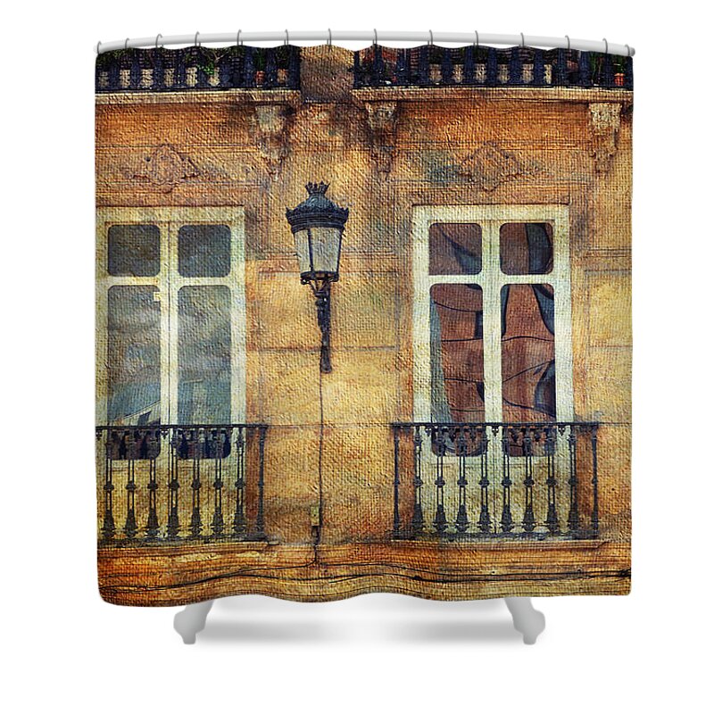 Spain Shower Curtain featuring the photograph Architectural Details of Malaga Buildings. Spain by Jenny Rainbow