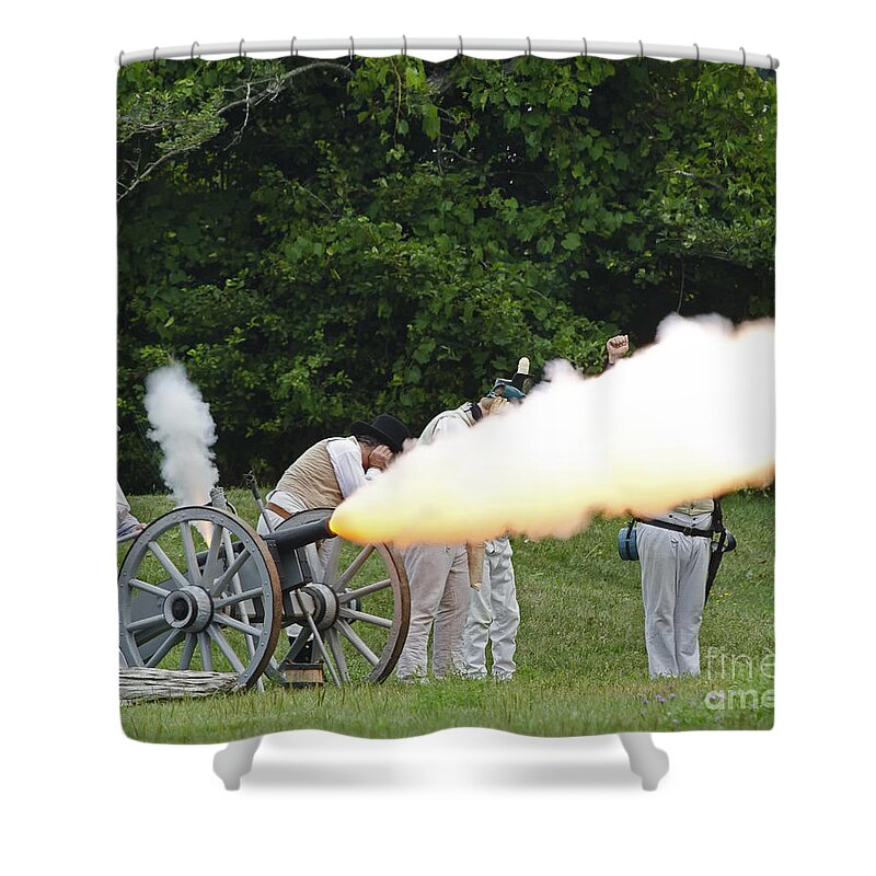 War Of 1812 Shower Curtain featuring the photograph Artillery Demonstration by JT Lewis