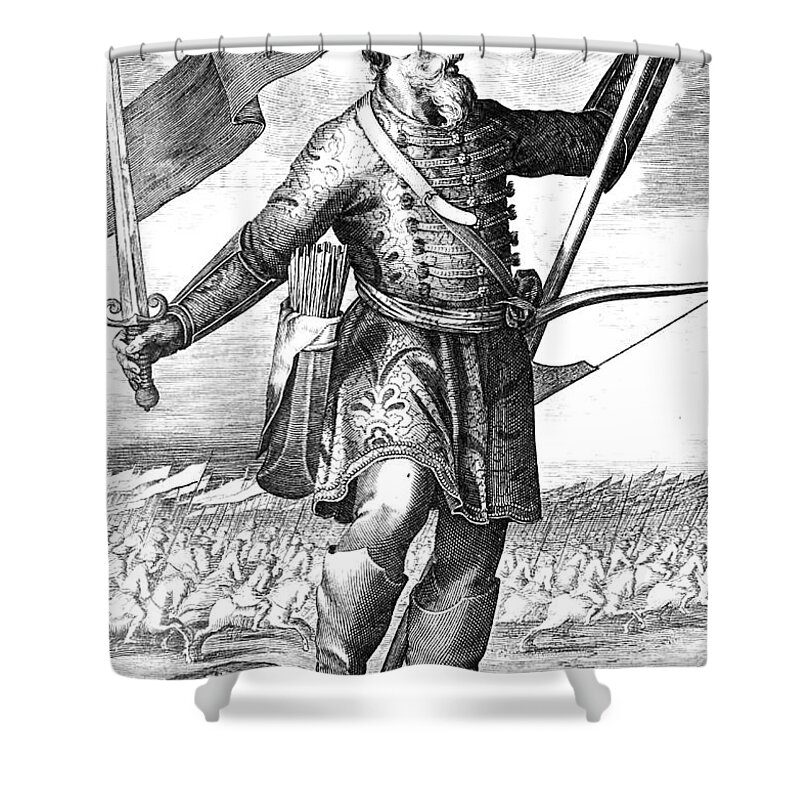 History Shower Curtain featuring the photograph Atilla The Hun, Flagellum Dei, 5th by Photo Researchers