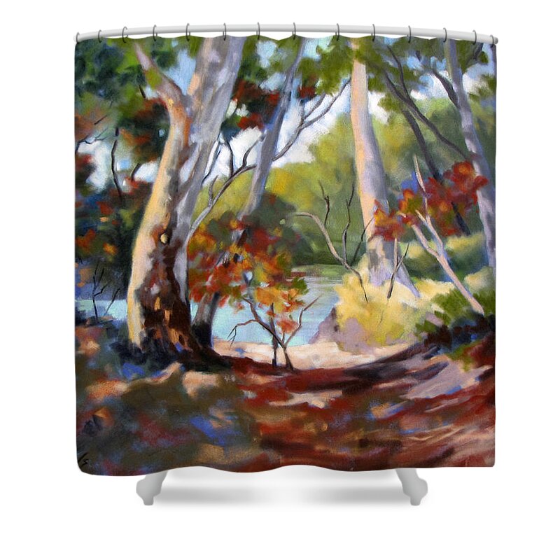 Trees Shower Curtain featuring the painting Australia Revisited by Rae Andrews