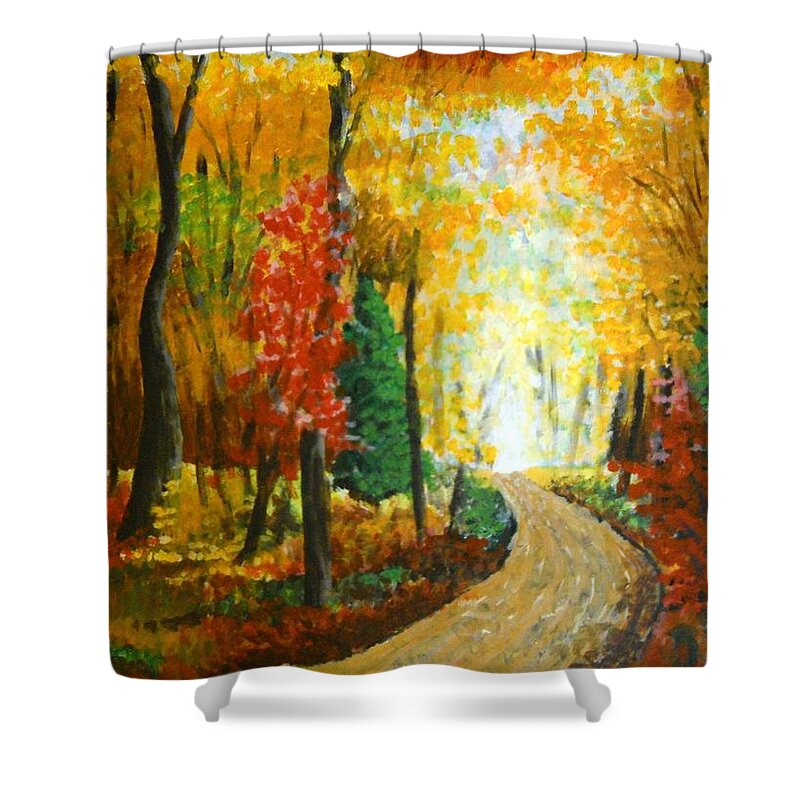 Autumn Shower Curtain featuring the painting Autumn Afternoon by Cami Lee