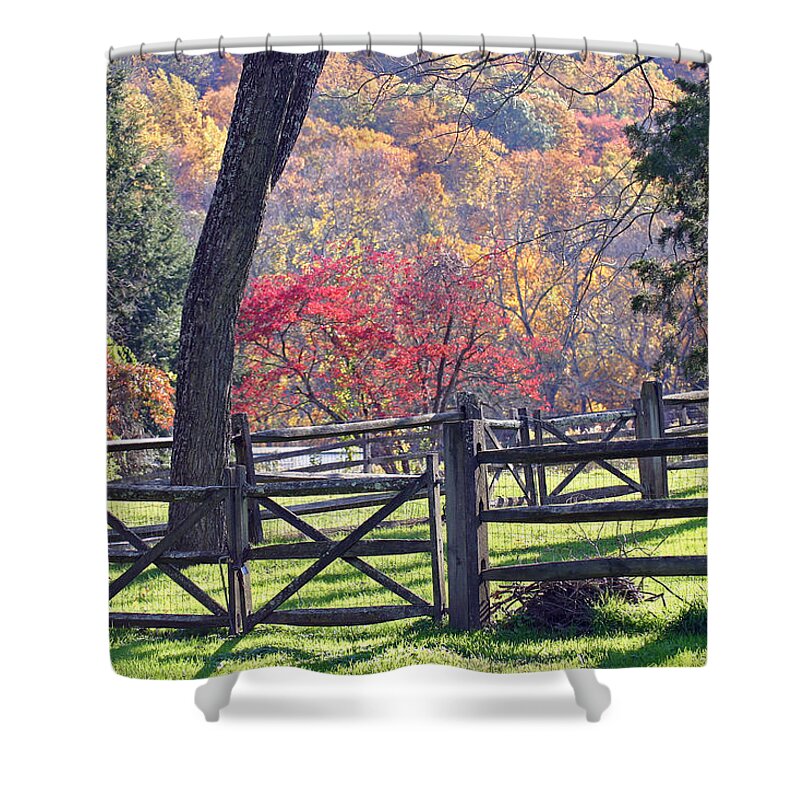 Autumn Shower Curtain featuring the photograph Autumn Fences by David Rucker
