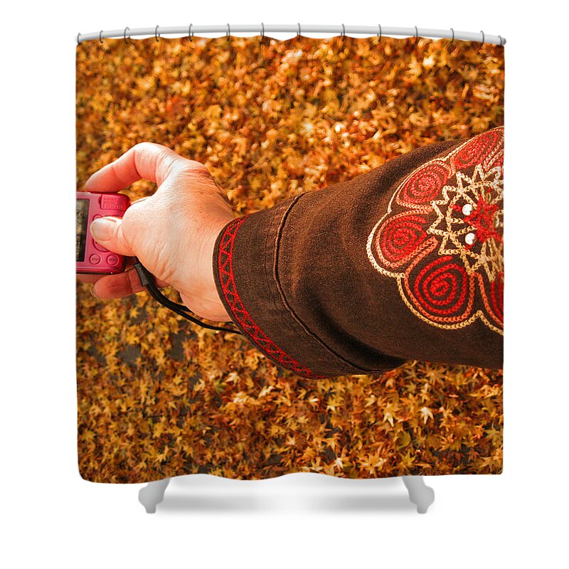 Maple Leaves Shower Curtain featuring the photograph Autumn Leaves Times Two by Kym Backland