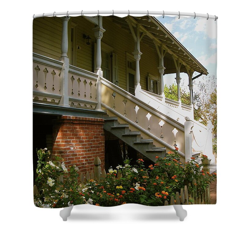 Porch Shower Curtain featuring the photograph Back Porch by Nancy Patterson