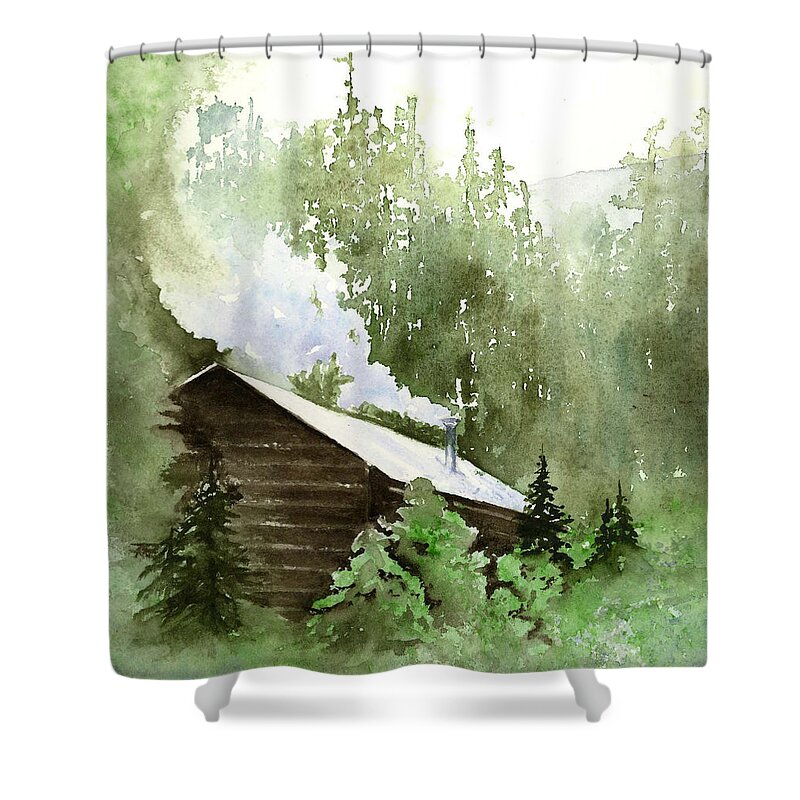 Landscape Shower Curtain featuring the painting Backcountry Morning by Marsha Karle