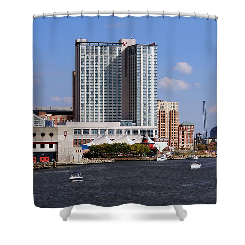 Baltimore Shower Curtain featuring the photograph Baltimore Harbor by Karen Harrison Brown