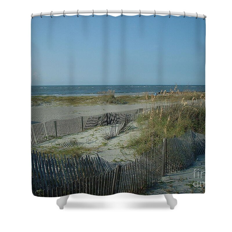 Beach Shower Curtain featuring the photograph Barely Fenced by Mark Robbins