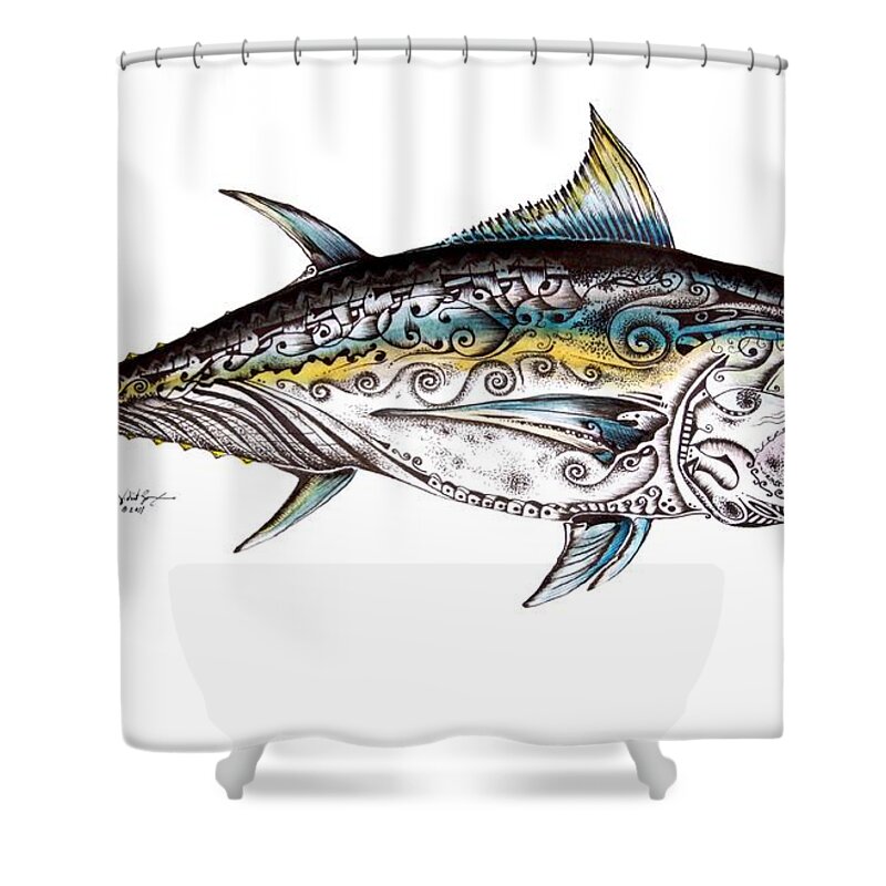 Blue Fin Shower Curtain featuring the painting Beautiful Blue Fin by J Vincent Scarpace