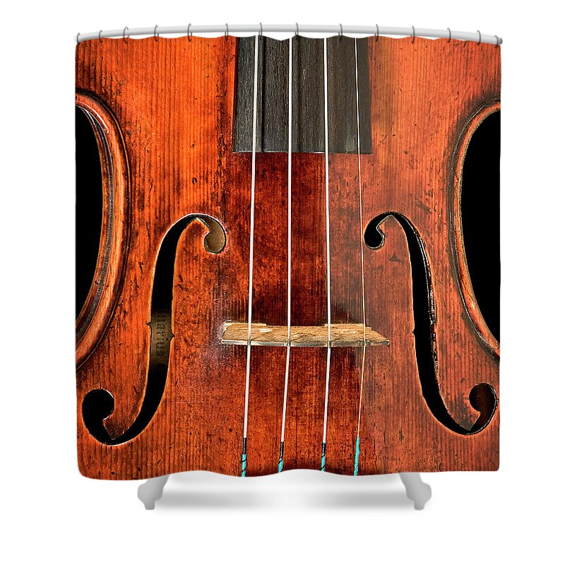 Strad Shower Curtain featuring the photograph Beautiful F Holes by Endre Balogh