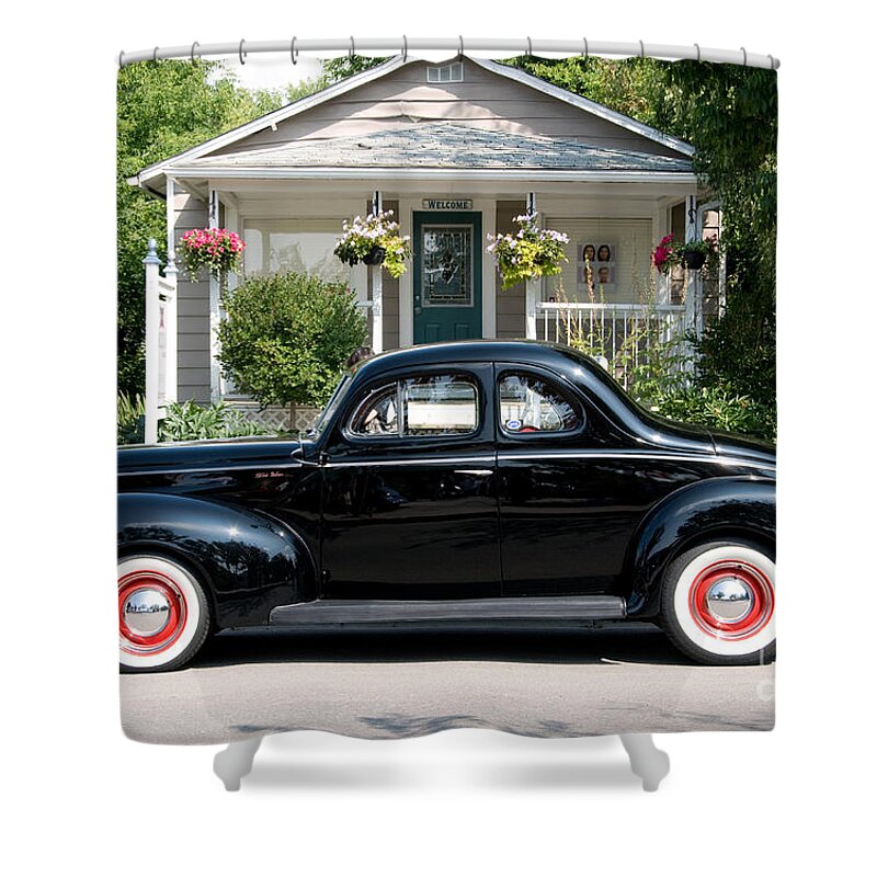 Ford Shower Curtain featuring the photograph Beauty in Black by Vivian Christopher