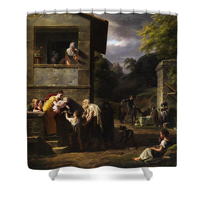Beggar Shower Curtain featuring the painting Beggar by Antoine Beranger