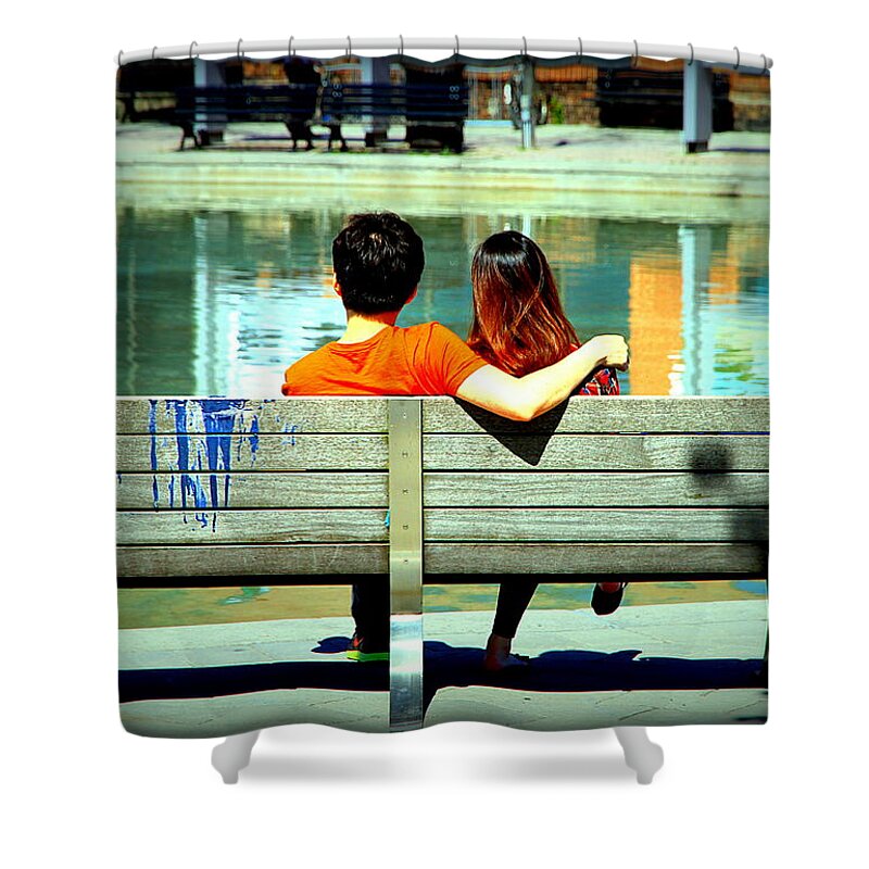 Bench Shower Curtain featuring the photograph BenchLovers by Valentino Visentini