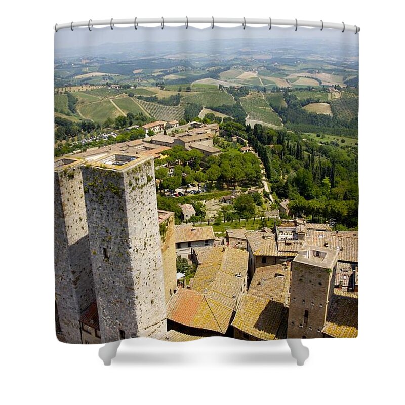 Ruralscapes Shower Curtain featuring the photograph Between Towers by Lee Stickels