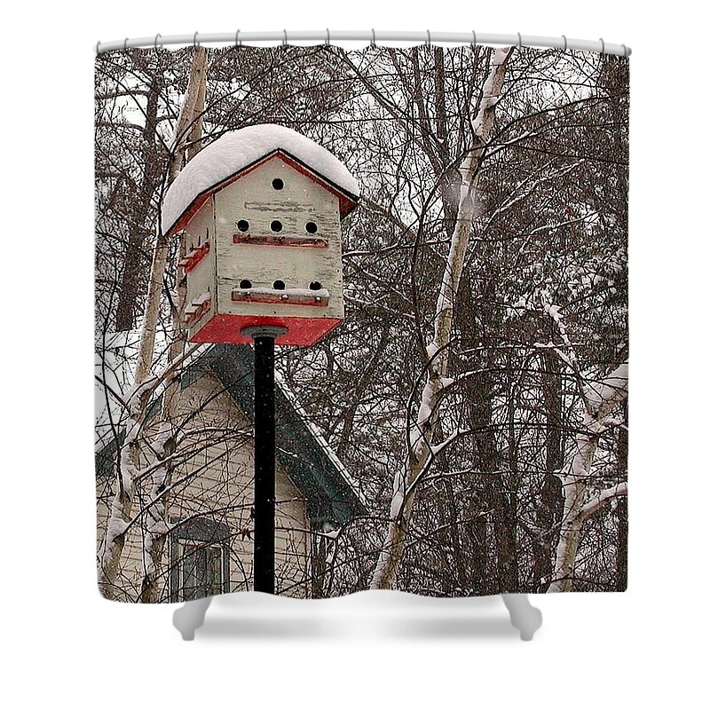 Birdhouse Shower Curtain featuring the photograph Birdhouse by Anna Ruzsan