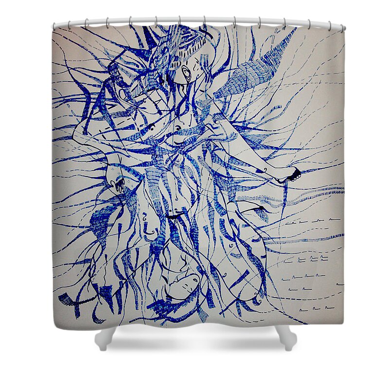 Jesus Shower Curtain featuring the drawing Birth by Gloria Ssali