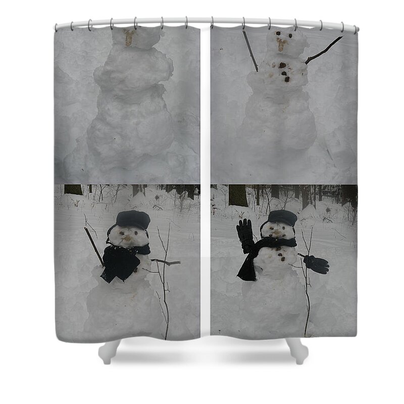 Snow Shower Curtain featuring the photograph Birth of a Snowman by Richard Bryce and Family