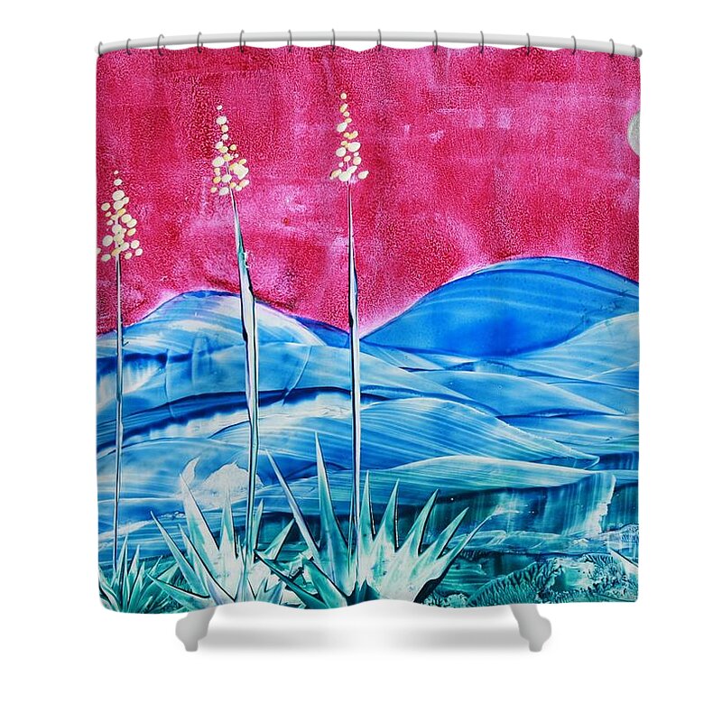 Encaustic Shower Curtain featuring the painting Bisbee by Melinda Etzold