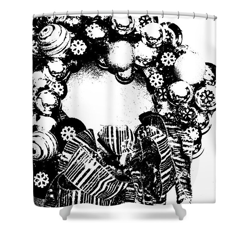 Black And White Shower Curtain featuring the photograph Black And White Wreath by Diane montana Jansson