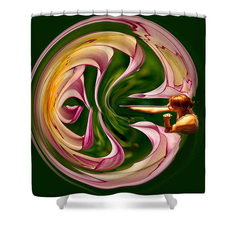 Blowing Shower Curtain featuring the photograph Blowing up the world. by Jean Noren