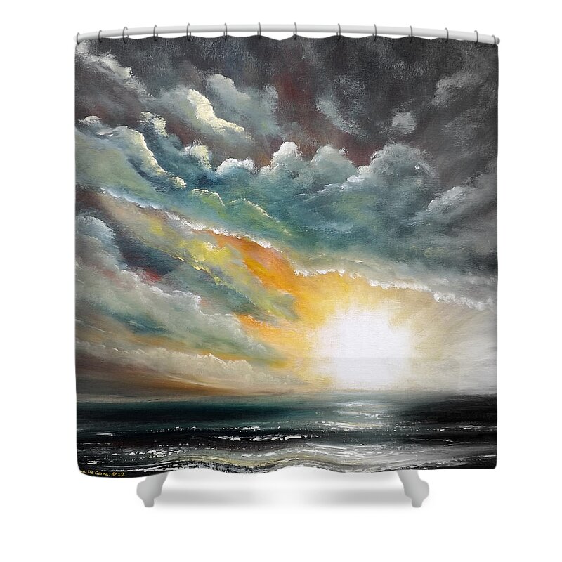 Sunset Shower Curtain featuring the painting Blown Away - Square Painting by Gina De Gorna