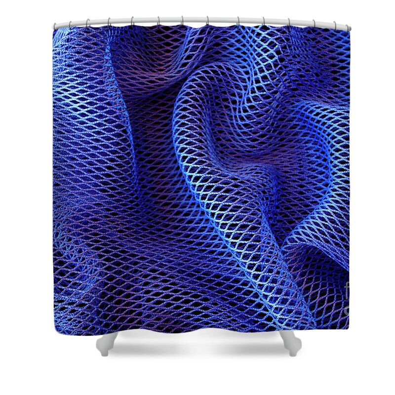 Abstract Shower Curtain featuring the photograph Blue Net Background by Carlos Caetano