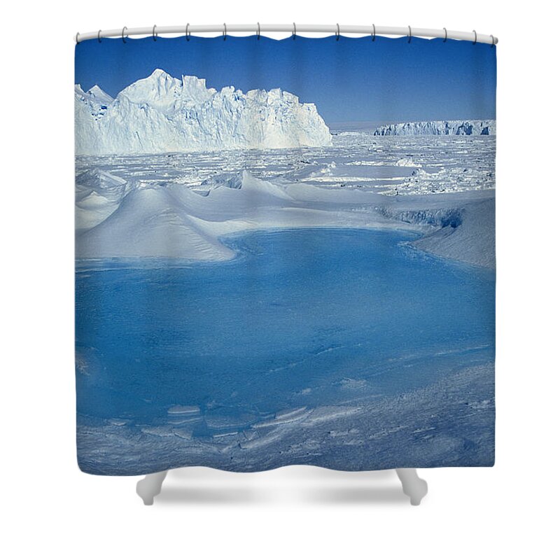 Hhh Shower Curtain featuring the photograph Blue Pool on Iceberg Antarctica by Colin Monteath