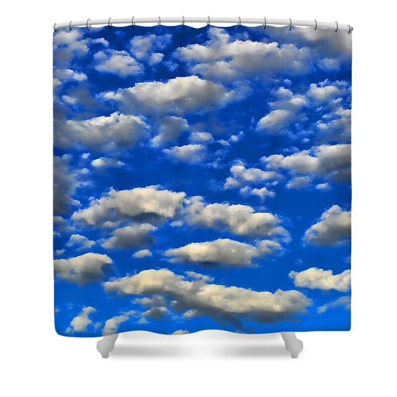 Faux Window Shower Curtain featuring the photograph Blue Sky And Clouds by Pat Davidson