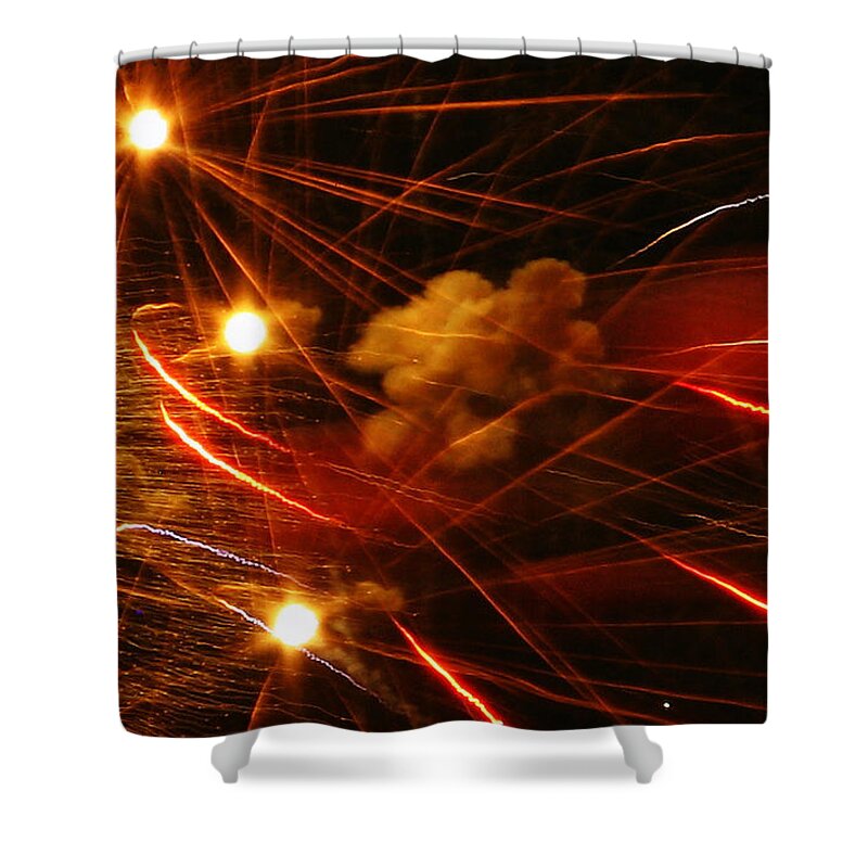 Fireworks Shower Curtain featuring the photograph Bombs Bursting in Air by Farol Tomson