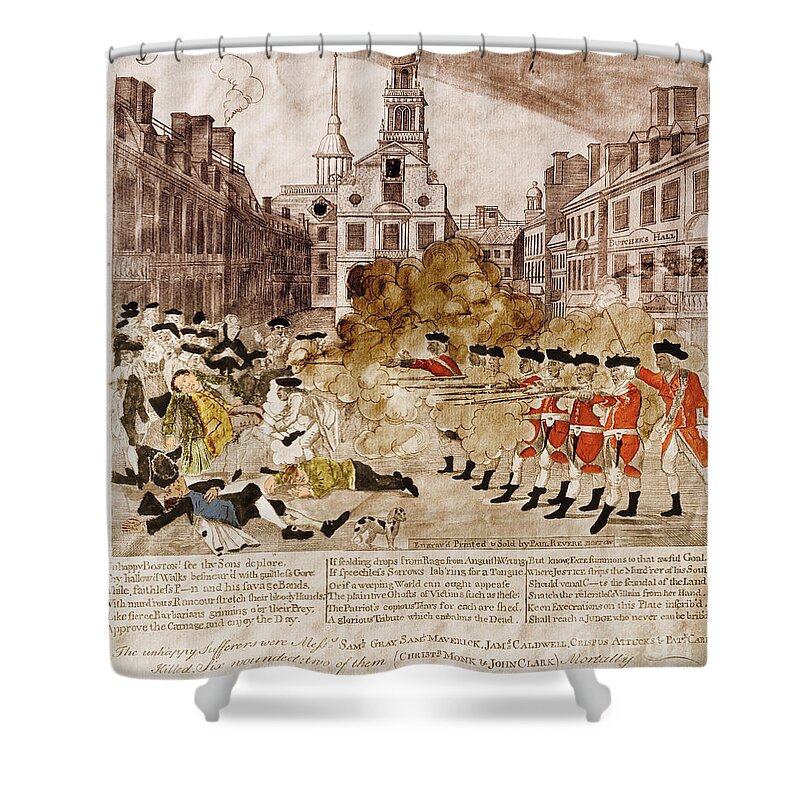 Paul Revere Shower Curtain featuring the photograph Boston Massacre 1770 by Omikron