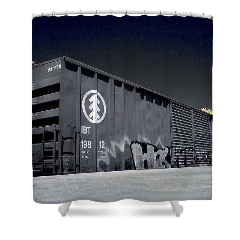 Train Shower Curtain featuring the photograph Box Car by Steve Gravano