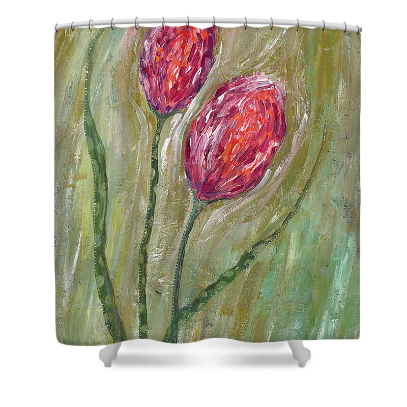 Floral Shower Curtain featuring the painting Breath of Fresh Air by Tanielle Childers