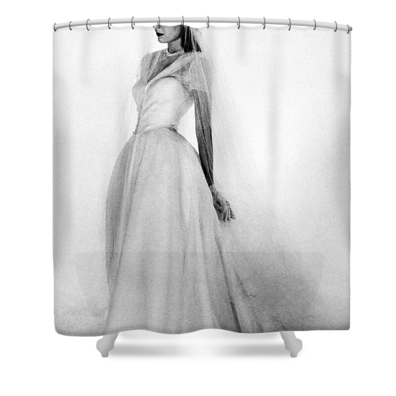 1947 Shower Curtain featuring the photograph Bridal Gown, 1947 by Granger