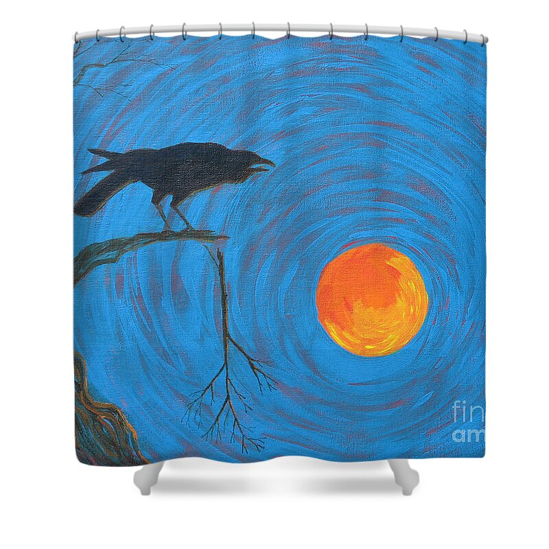 Crow Shower Curtain featuring the painting Broken Branch by Jackie Irwin