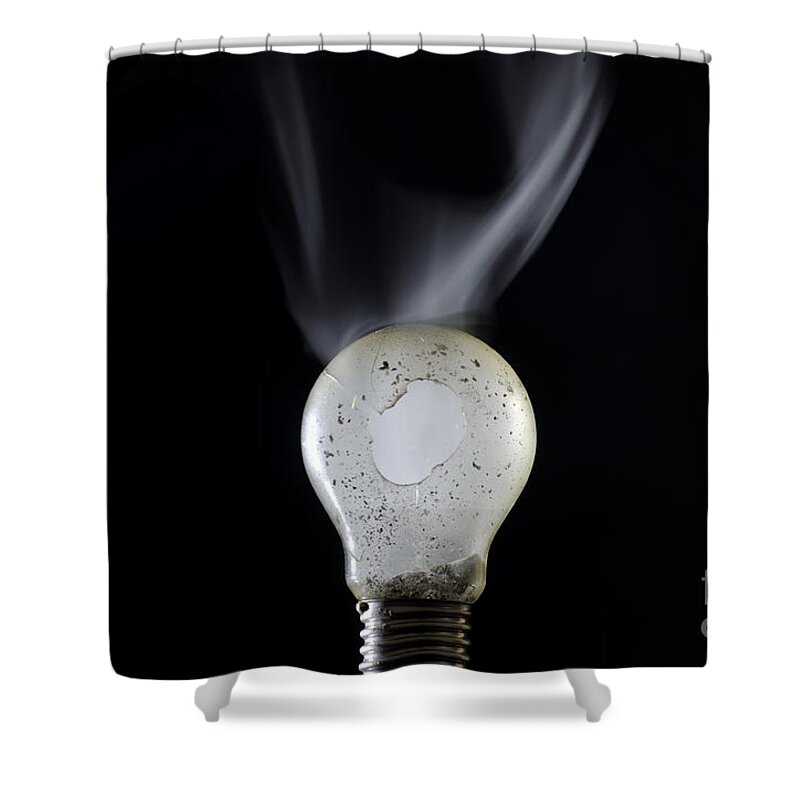 Lamp Shower Curtain featuring the photograph Broken lamp bulb by Mats Silvan