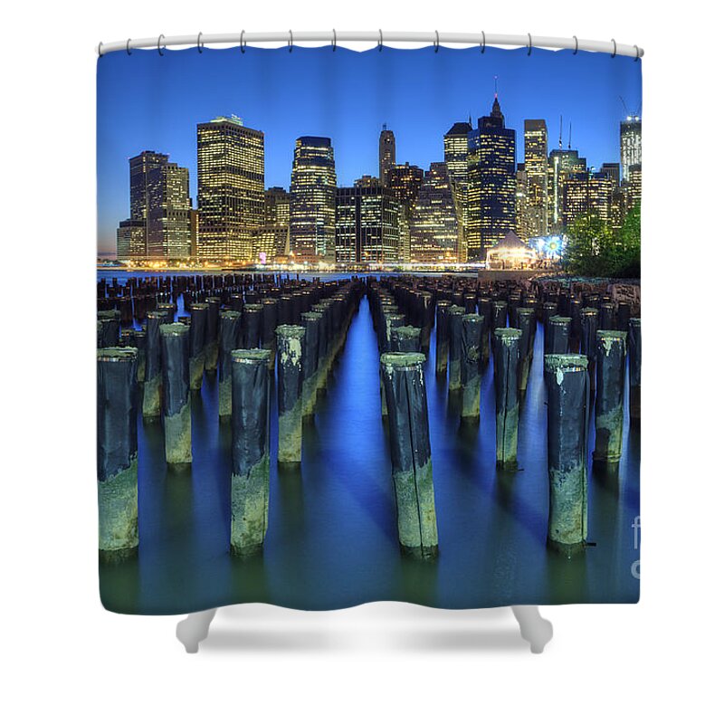 Art Shower Curtain featuring the photograph Brooklyn Blues by Yhun Suarez