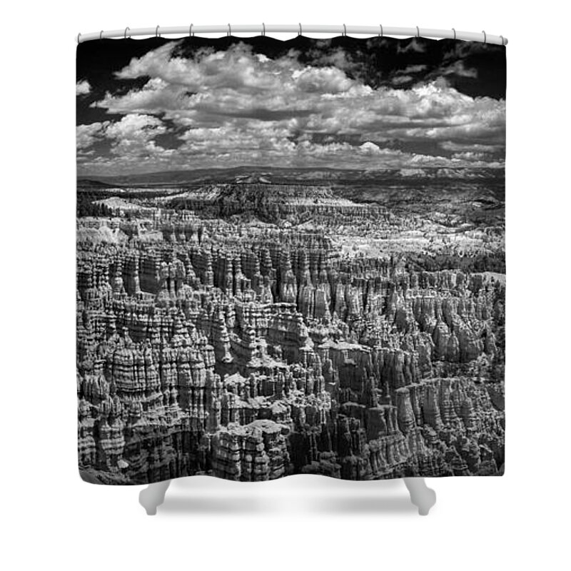 Bryce Shower Curtain featuring the photograph Bryce Canyon - Black and White by Larry Carr